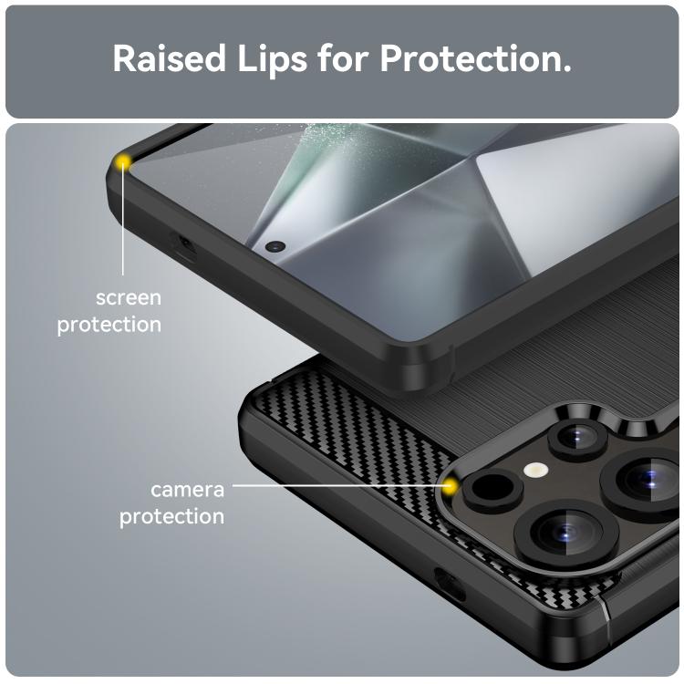 For Galaxy S24 Ultra 5G WANLONFENG Brushed Texture Shockproof TPU Phone Case with Screen Film