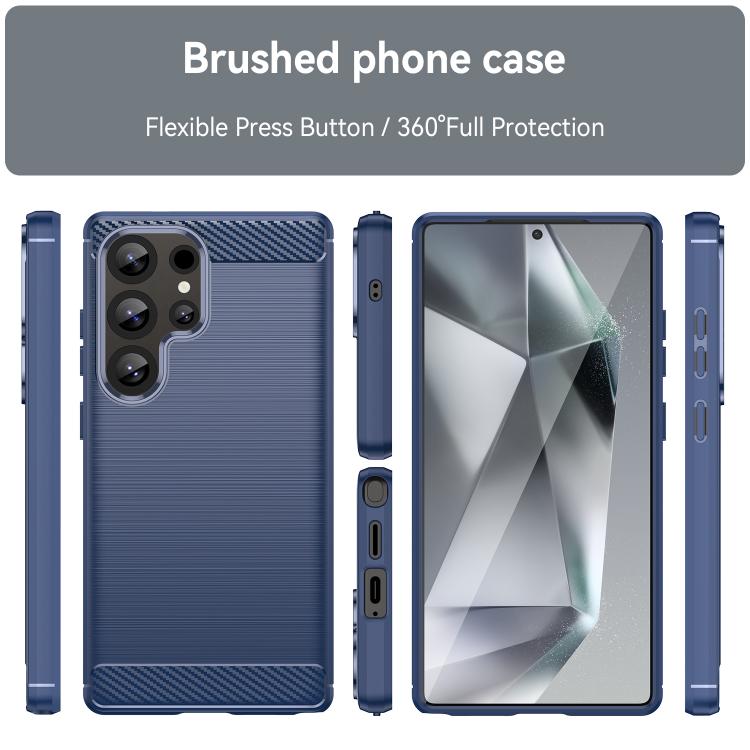 For Galaxy S24 Ultra 5G WANLONFENG Brushed Texture Shockproof TPU Phone Case with Screen Film