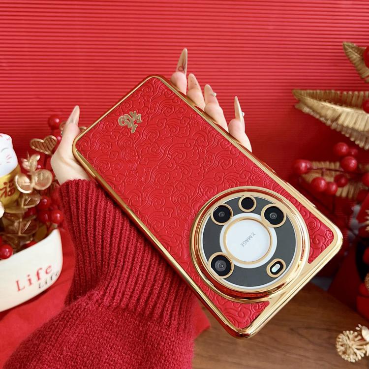 For Honor 80 Pro Chinese Ancient Style Fu Electroplated Phone Case with Lens Film