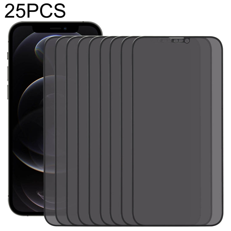 For iPhone 12 / 12 Pro 25pcs Anti-peeping Plasma Oil Coated High Aluminum Wear-resistant Tempered Glass Film