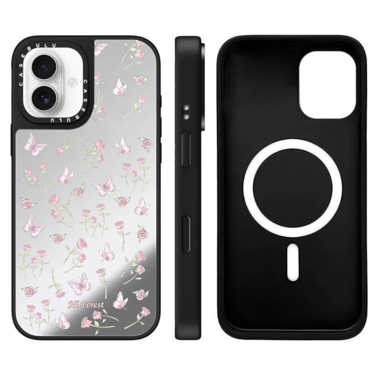 For iPhone 16 Hi Forest Series Pattern Mirror Magnetic Phone Case