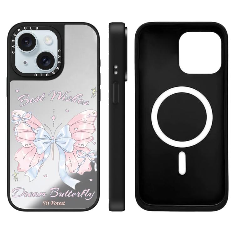 For iPhone 15 Plus Hi Forest Series Pattern Mirror Magnetic Phone Case