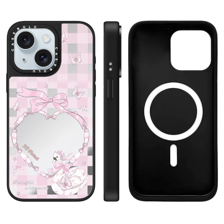 For iPhone 15 Plus Hi Forest Series Pattern Mirror Magnetic Phone Case