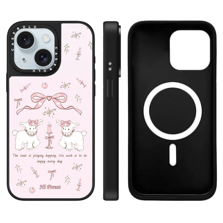 For iPhone 15 Hi Forest Series Pattern Mirror Magnetic Phone Case