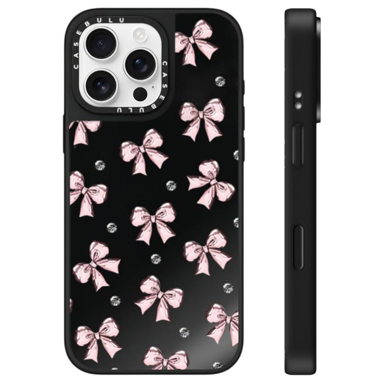 For iPhone 16 Pro Max Leopard Cherry Series Pattern Mirror Phone Case