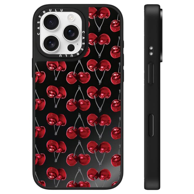 For iPhone 16 Pro Max Leopard Cherry Series Pattern Mirror Phone Case