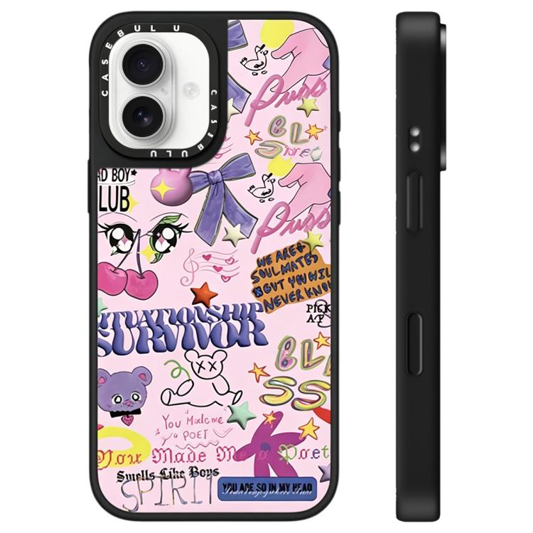 For iPhone 16 Plus Leopard Cherry Series Pattern Mirror Phone Case
