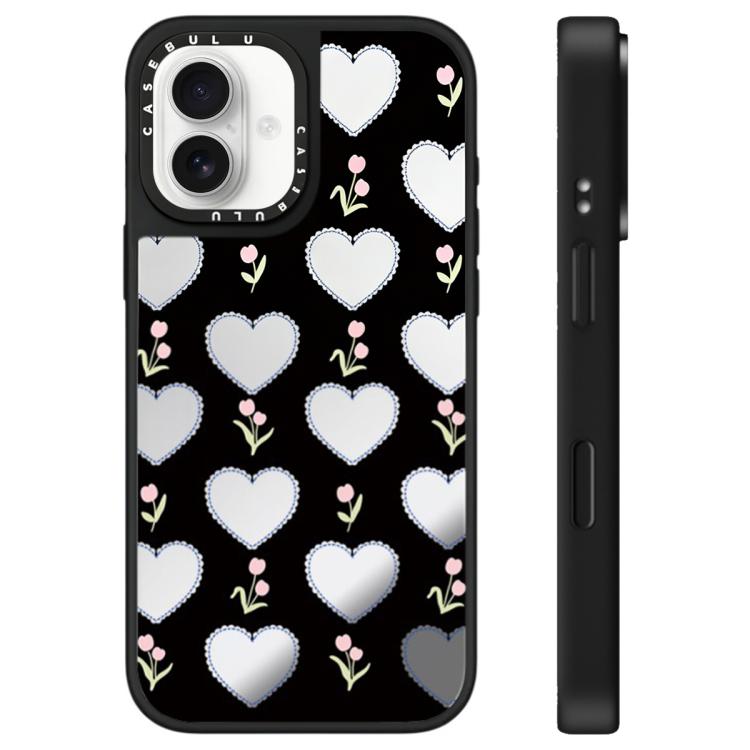 For iPhone 16 Plus Leopard Cherry Series Pattern Mirror Phone Case
