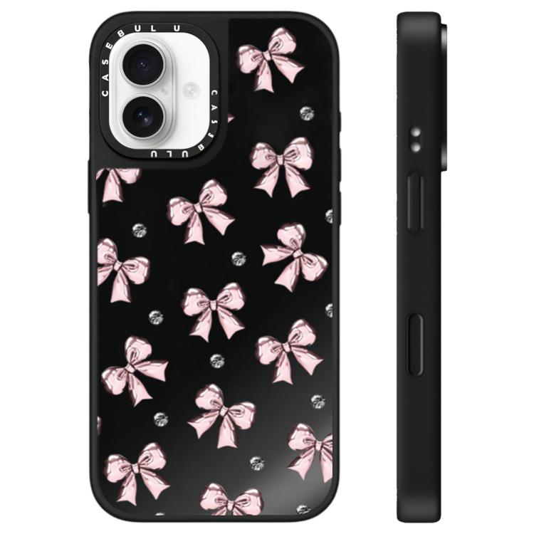 For iPhone 16 Plus Leopard Cherry Series Pattern Mirror Phone Case