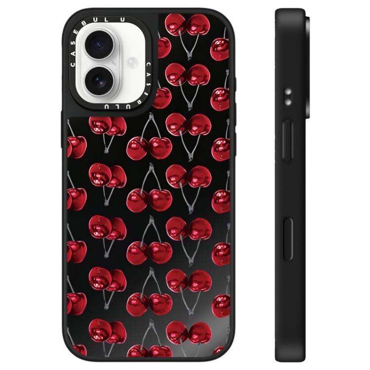 For iPhone 16 Plus Leopard Cherry Series Pattern Mirror Phone Case