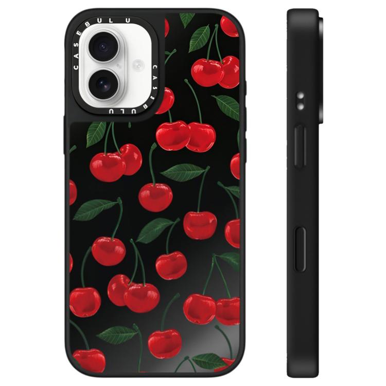 For iPhone 16 Plus Leopard Cherry Series Pattern Mirror Phone Case