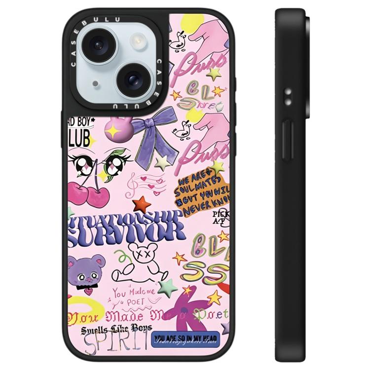 For iPhone 15 Plus Leopard Cherry Series Pattern Mirror Phone Case