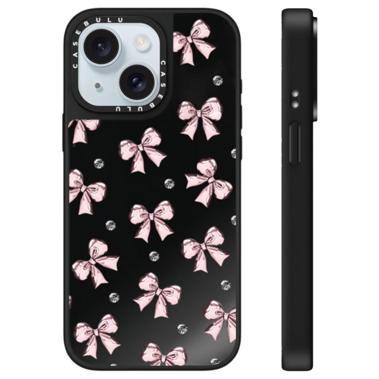 For iPhone 15 Plus Leopard Cherry Series Pattern Mirror Phone Case