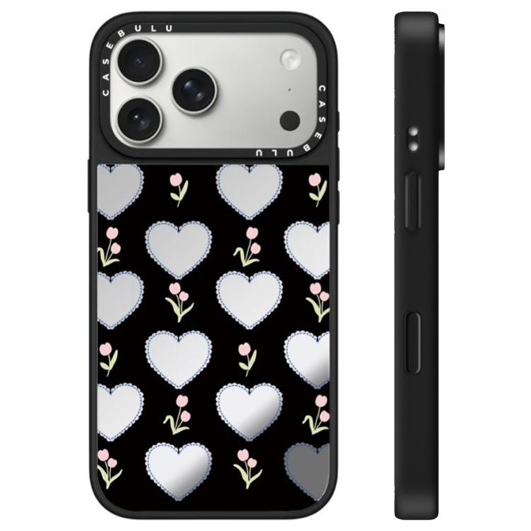 For iPhone 17 Pro Max Leopard Cherry Series Pattern Camera Control Button Mirror Phone Case