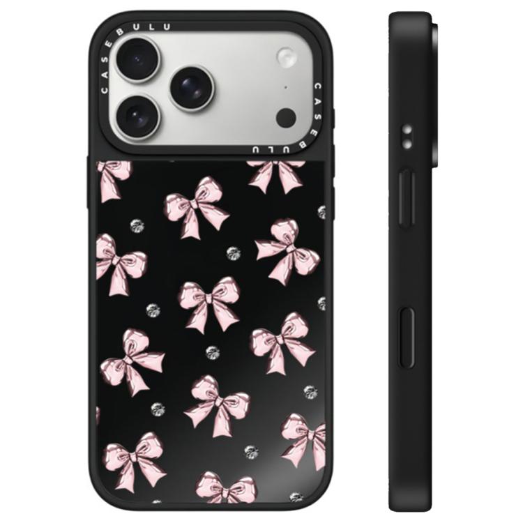 For iPhone 17 Pro Max Leopard Cherry Series Pattern Camera Control Button Mirror Phone Case