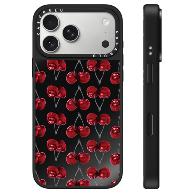 For iPhone 17 Pro Leopard Cherry Series Pattern Camera Control Button Mirror Phone Case
