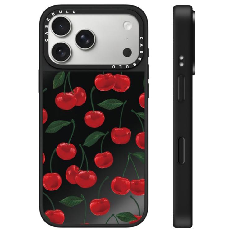 For iPhone 17 Pro Leopard Cherry Series Pattern Camera Control Button Mirror Phone Case