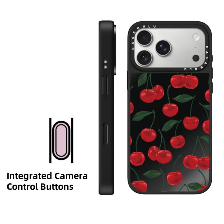 For iPhone Air Leopard Cherry Series Pattern Camera Control Button Mirror Phone Case