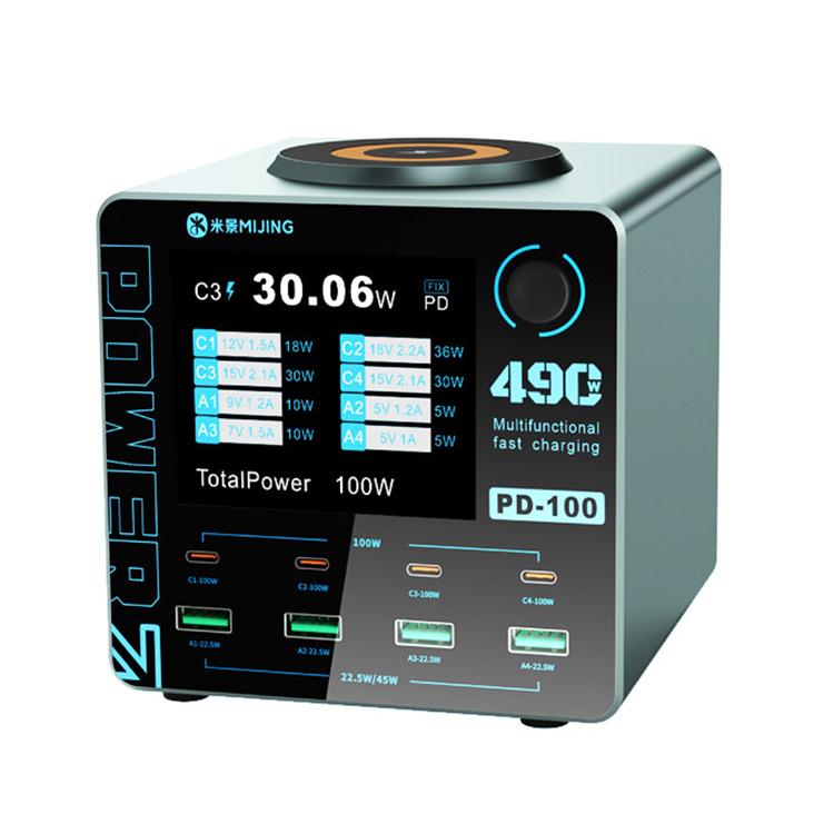 Mijing PD100 100W Multi-Port Smart Fast Charger Supports QC / PD Fast Charging & 15W Wireless Charging, Plug:EU Plug