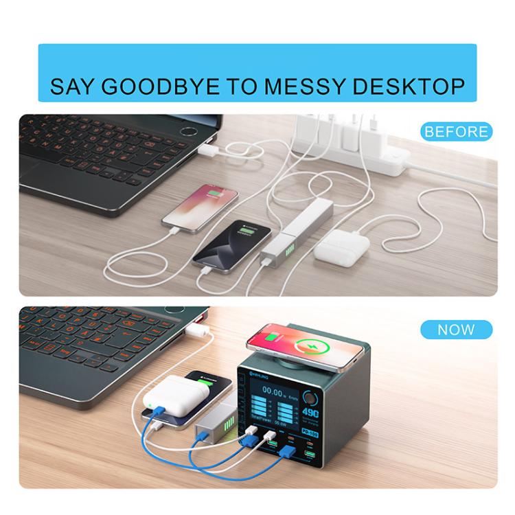 Mijing PD100 100W Multi-Port Smart Fast Charger Supports QC / PD Fast Charging & 15W Wireless Charging, Plug:EU Plug
