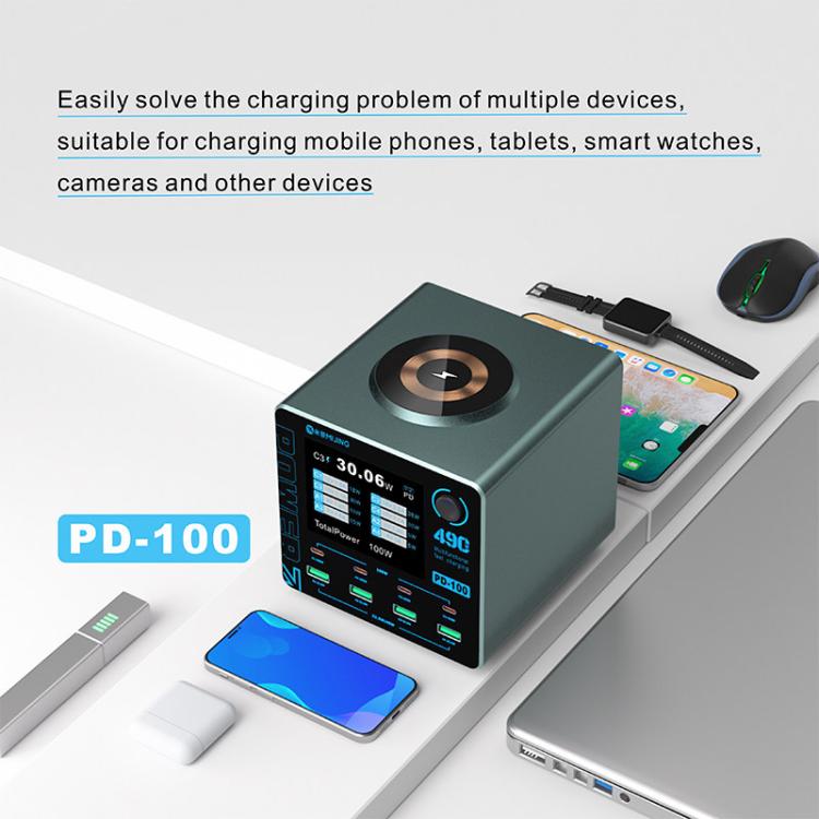 Mijing PD100 100W Multi-Port Smart Fast Charger Supports QC / PD Fast Charging & 15W Wireless Charging, Plug:US Plug