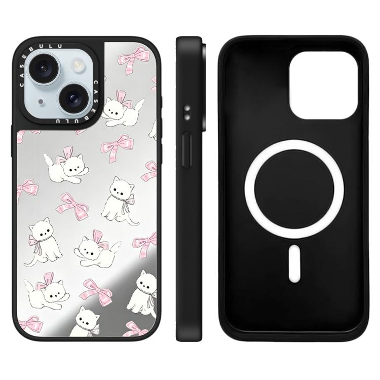 For iPhone 15 Hi Forest Series Pattern Mirror Magnetic Phone Case