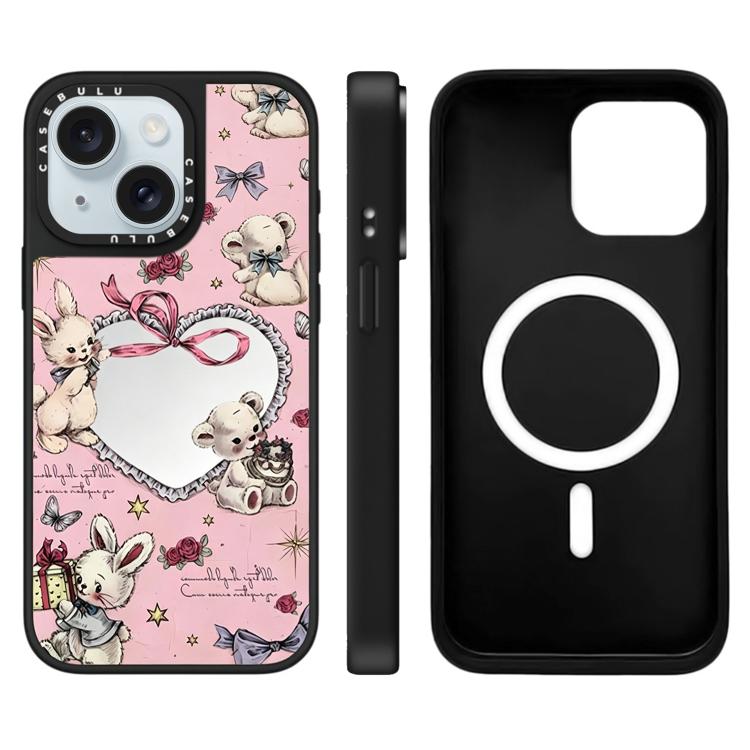 For iPhone 15 Hi Forest Series Pattern Mirror Magnetic Phone Case