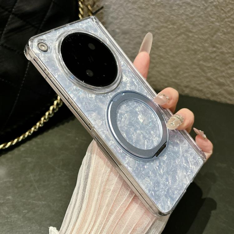 For OPPO Find N6 5G Gilded Shell Pattern Axial Magnetic Phone Case with 360 Holder