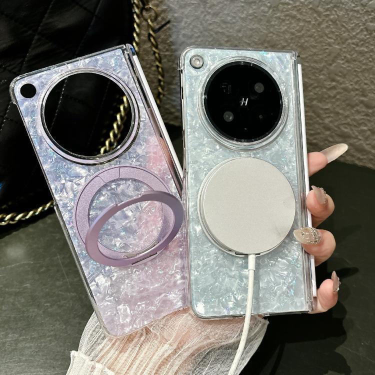 For OPPO Find N6 5G Gilded Shell Pattern Axial Magnetic Phone Case with 360 Holder