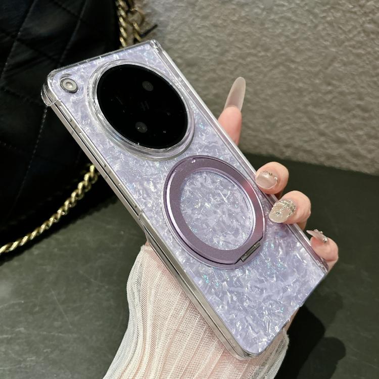 For OPPO Find N6 5G Gilded Shell Pattern Axial Magnetic Phone Case with 360 Holder