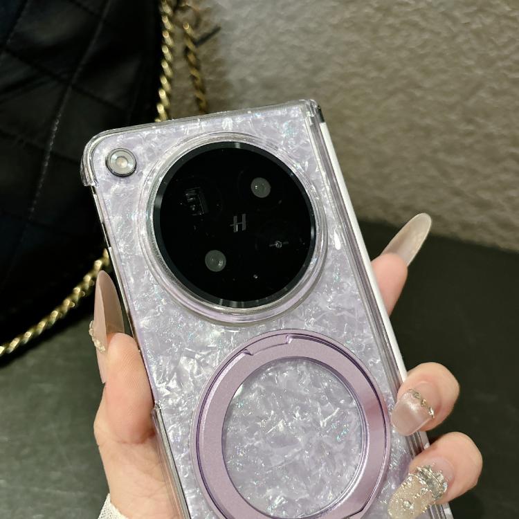 For OPPO Find N6 5G Gilded Shell Pattern Axial Magnetic Phone Case with 360 Holder