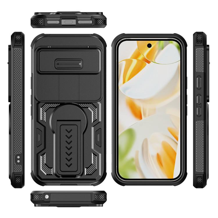 For Google Pixel 10 / 10 Pro / 9 / 9 Pro Slid Camera Shield Invisible Holder PC Hybrid TPU Phone Case