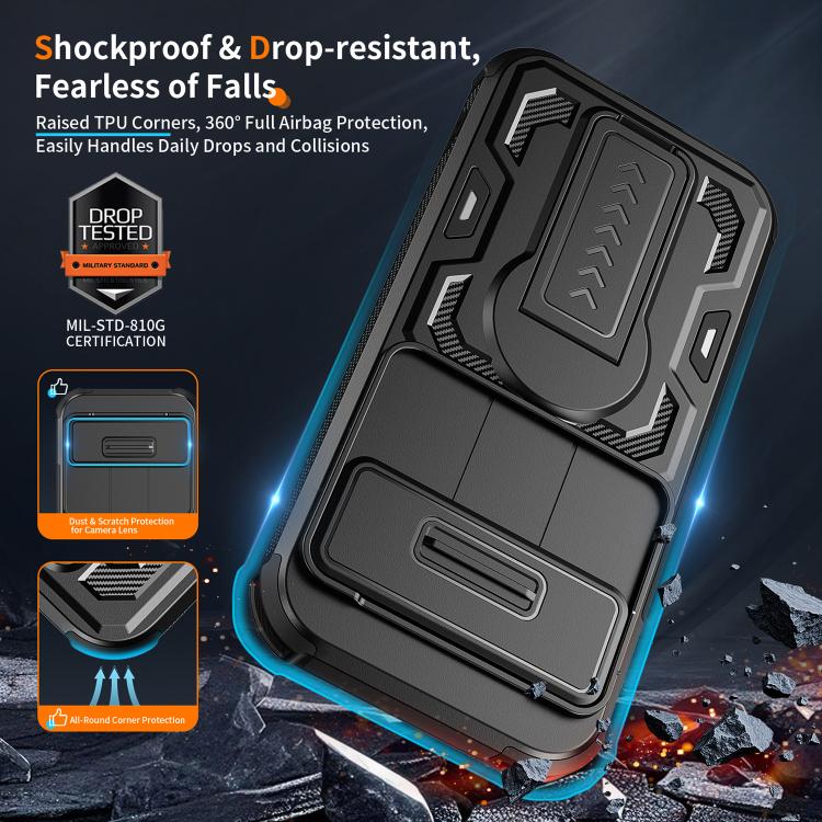 For Google Pixel 10 / 10 Pro / 9 / 9 Pro Slid Camera Shield Invisible Holder PC Hybrid TPU Phone Case