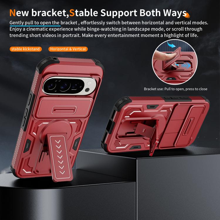 For Google Pixel 10 / 10 Pro / 9 / 9 Pro Slid Camera Shield Invisible Holder PC Hybrid TPU Phone Case