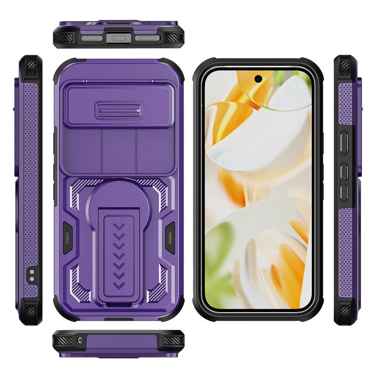 For Google Pixel 10 / 10 Pro / 9 / 9 Pro Slid Camera Shield Invisible Holder PC Hybrid TPU Phone Case