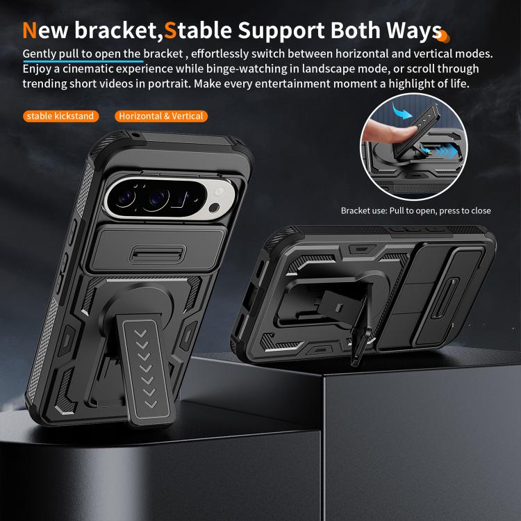 For Google Pixel 10 Pro XL Slid Camera Shield Invisible Holder PC Hybrid TPU Phone Case