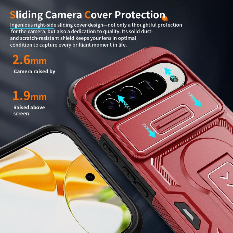 For Google Pixel 10 Pro XL Slid Camera Shield Invisible Holder PC Hybrid TPU Phone Case