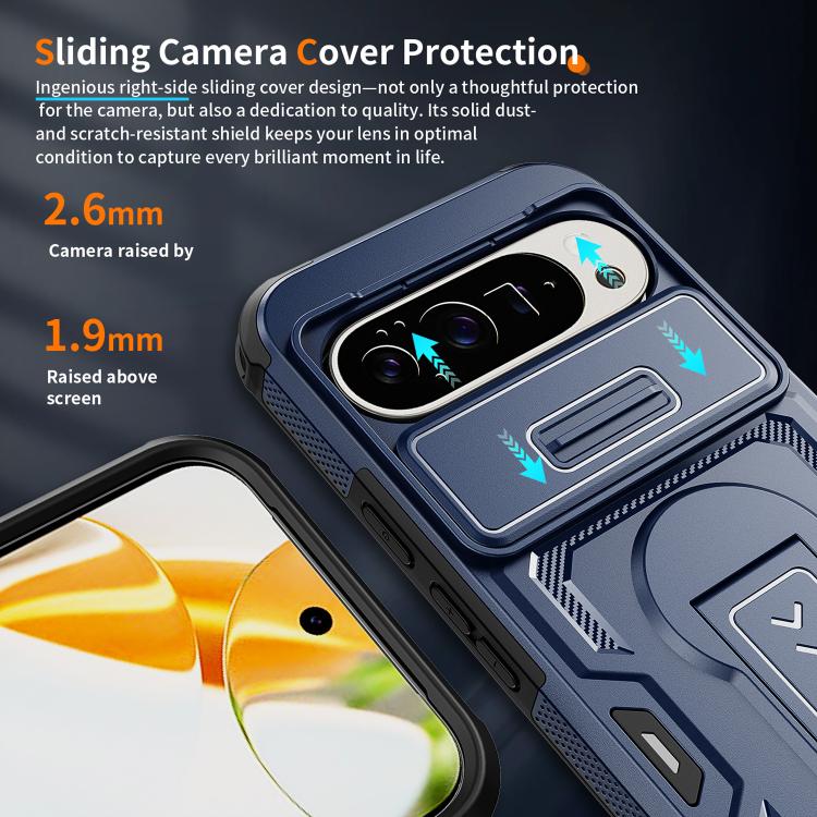 For Google Pixel 10 Pro XL Slid Camera Shield Invisible Holder PC Hybrid TPU Phone Case