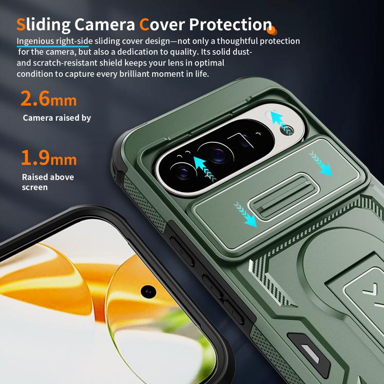 For Google Pixel 10 Pro XL Slid Camera Shield Invisible Holder PC Hybrid TPU Phone Case