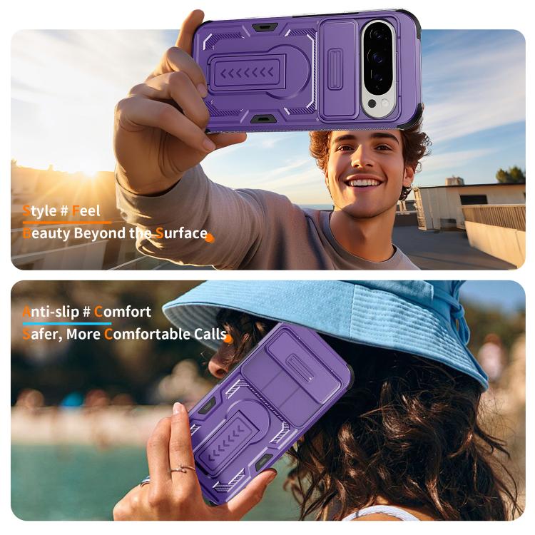 For Google Pixel 10 Pro XL Slid Camera Shield Invisible Holder PC Hybrid TPU Phone Case