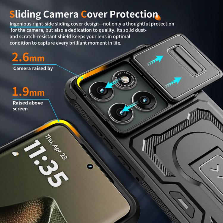 For Motorola Edge 5G 2025 / Edge 60 Pro Slid Camera Shield Invisible Holder PC Hybrid TPU Phone Case