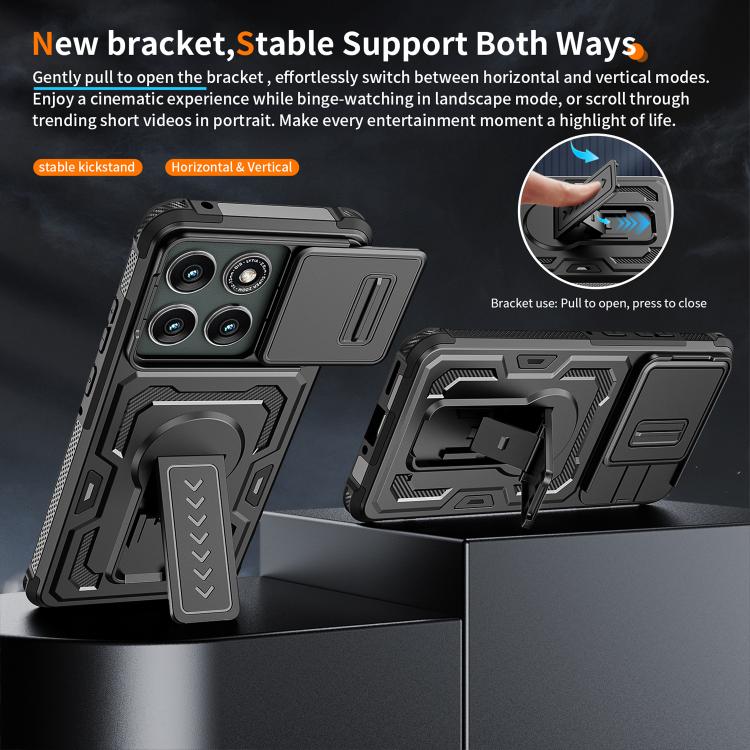 For Motorola Edge 5G 2025 / Edge 60 Pro Slid Camera Shield Invisible Holder PC Hybrid TPU Phone Case