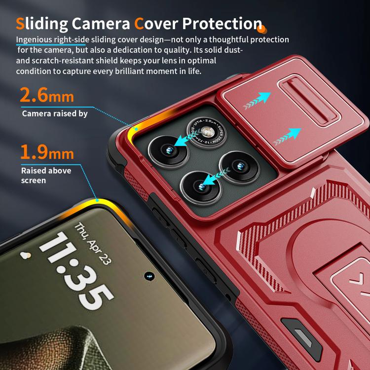 For Motorola Edge 5G 2025 / Edge 60 Pro Slid Camera Shield Invisible Holder PC Hybrid TPU Phone Case
