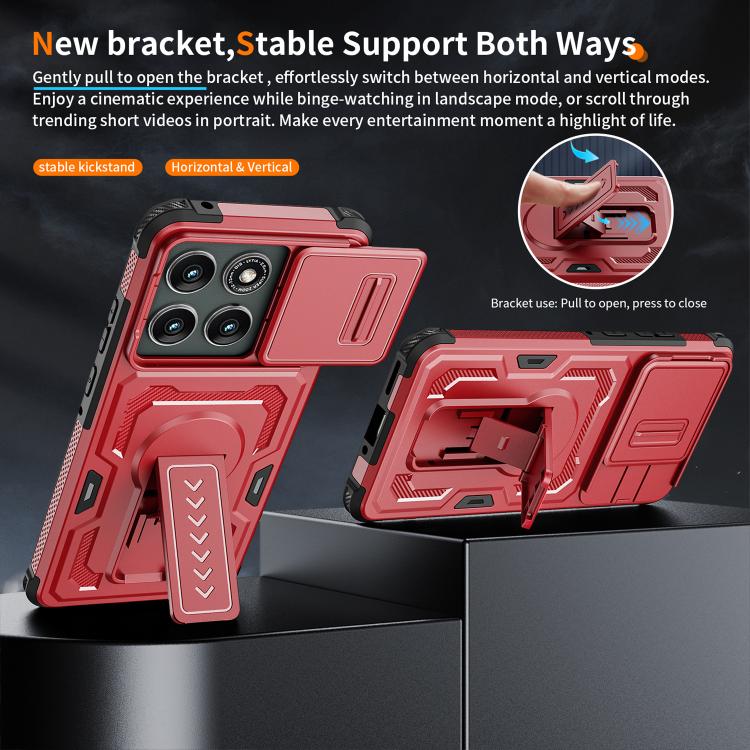 For Motorola Edge 5G 2025 / Edge 60 Pro Slid Camera Shield Invisible Holder PC Hybrid TPU Phone Case