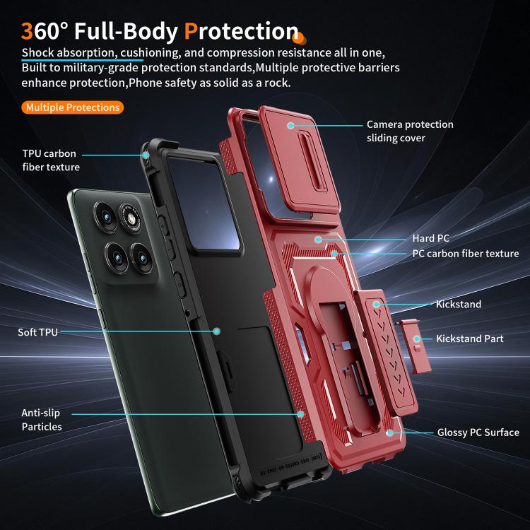 For Motorola Edge 5G 2025 / Edge 60 Pro Slid Camera Shield Invisible Holder PC Hybrid TPU Phone Case