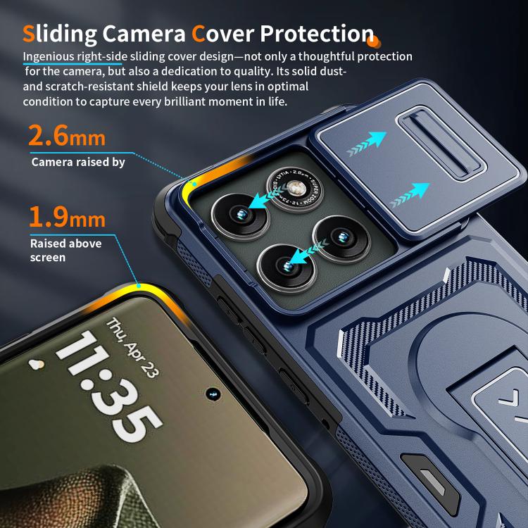 For Motorola Edge 5G 2025 / Edge 60 Pro Slid Camera Shield Invisible Holder PC Hybrid TPU Phone Case