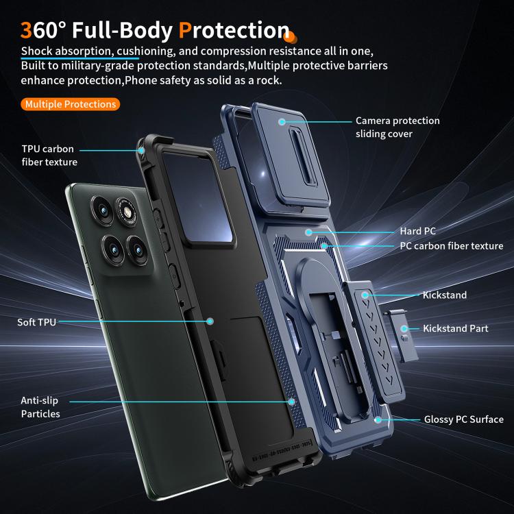 For Motorola Edge 5G 2025 / Edge 60 Pro Slid Camera Shield Invisible Holder PC Hybrid TPU Phone Case