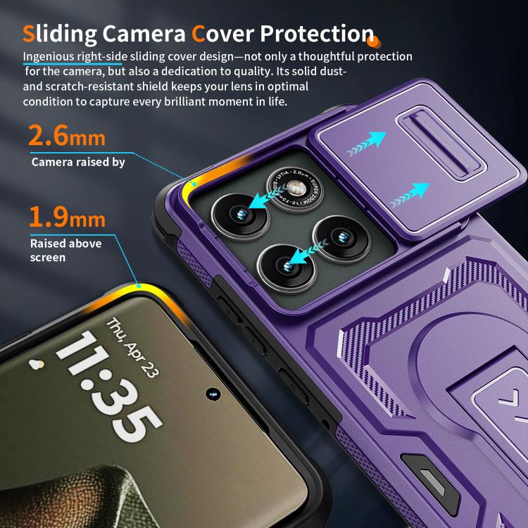 For Motorola Edge 5G 2025 / Edge 60 Pro Slid Camera Shield Invisible Holder PC Hybrid TPU Phone Case