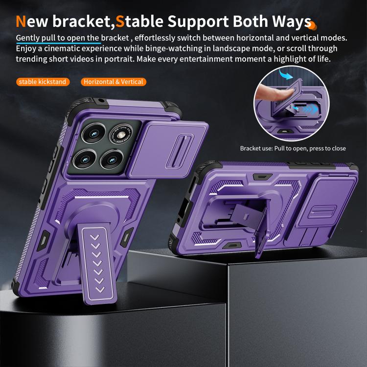 For Motorola Edge 5G 2025 / Edge 60 Pro Slid Camera Shield Invisible Holder PC Hybrid TPU Phone Case