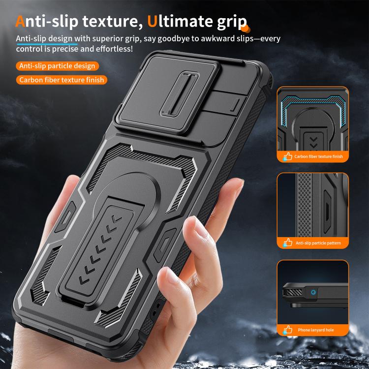 For Motorola Moto G 2025 Slid Camera Shield Invisible Holder PC Hybrid TPU Phone Case